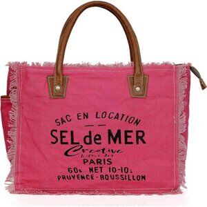 Upcycled Canvas Hand Bag Upcycled Canvas & Cowhide Tote Bag, Upcycled Canvas